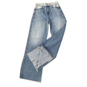 Vintage Joie wide leg jeans side slits  28x34 12’ high waist faded